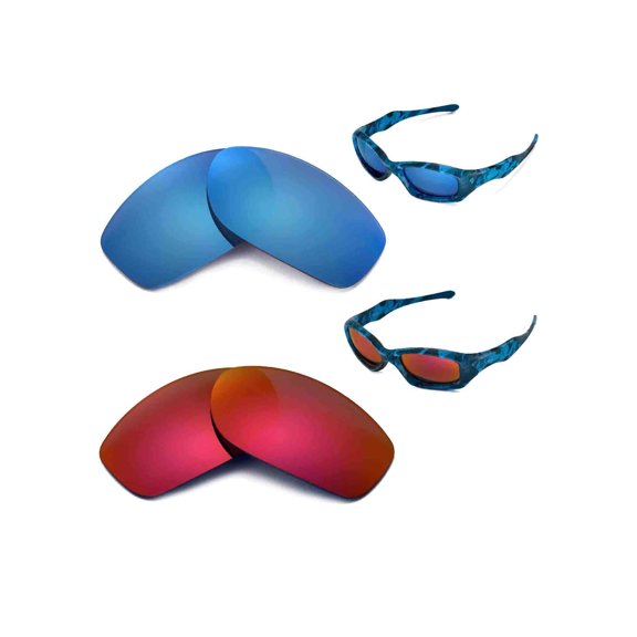 Walleva Polarized Ice Blue   Fire Red Lenses For Oakley Fatcat Sunglasses