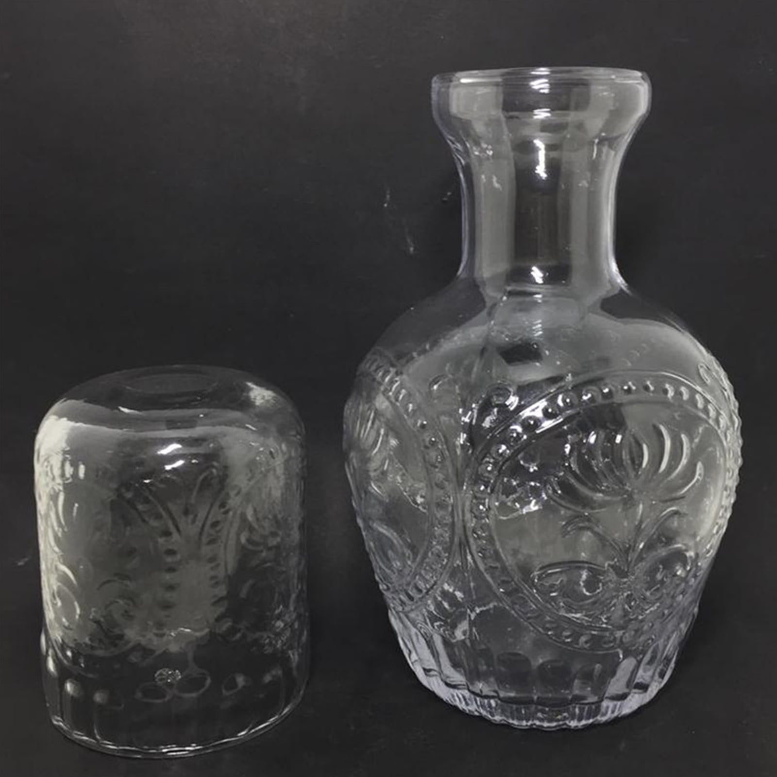 Gothic Glass Water Carafe with Glass Tumbler