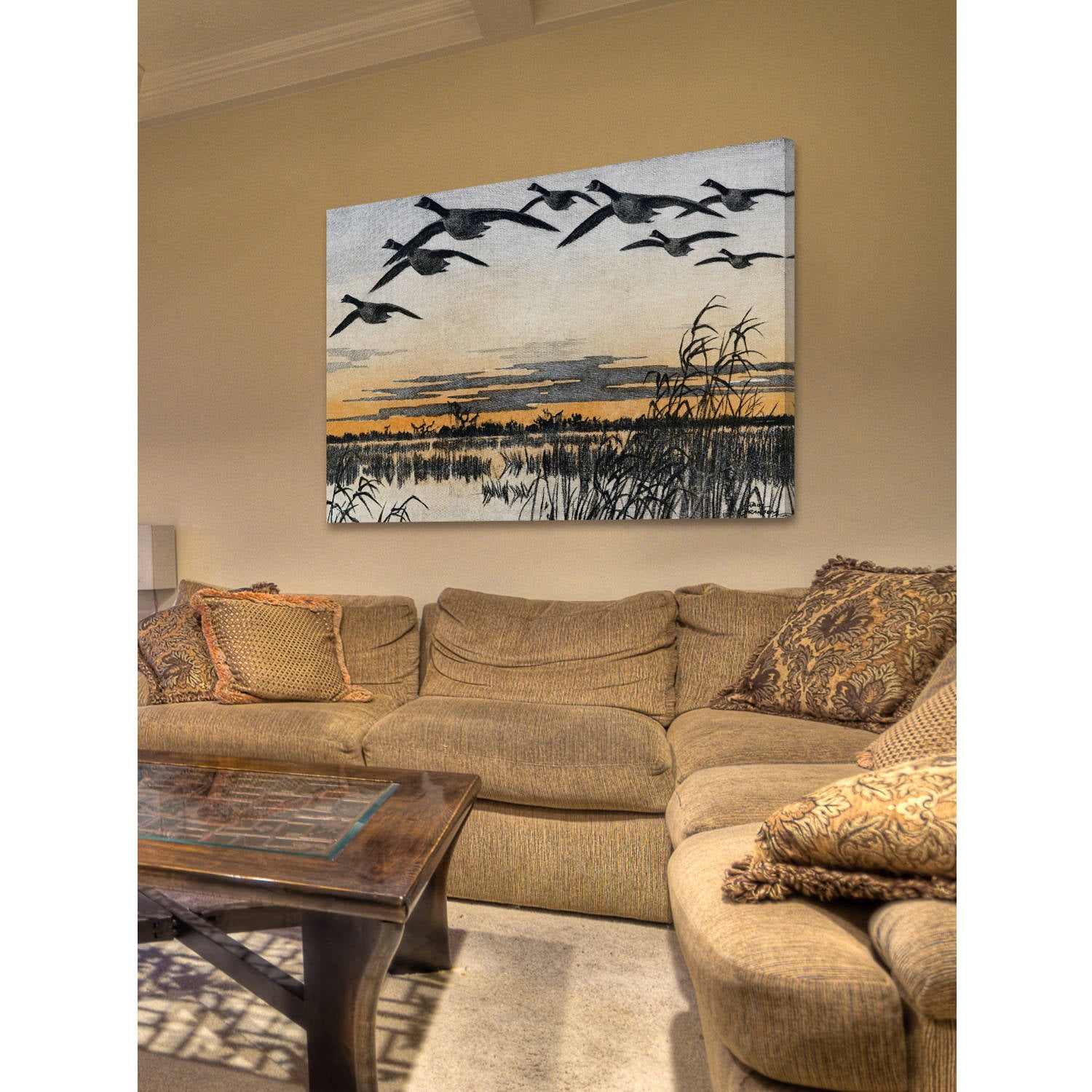 "Geese in Flight" Painting Print on Wrapped Canvas