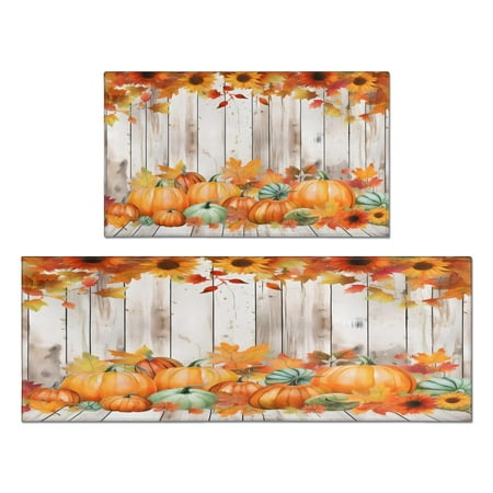 

2 Pieces Of Kitchen Rugs and Mats Non Skid Washable Fall (66) Kitchen Mat Floor Cushion Waterproof Rug Rubber Backed Area Rugs for Laundry 47*17+30*17