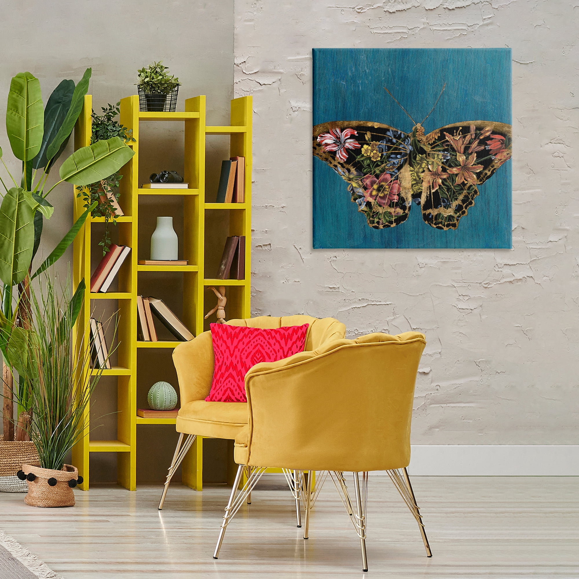 Stupell Industries Butterfly with Floral Wings Animals & Insects Painting Gallery Wrapped Canvas Art Print Wall Art, 30 x 30