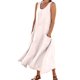 thumbnail image 1 of Vestido largo sin mangas de lino para mujer: vestido informal con cuello redondo y bolsillos, poliéster/spandex, tallas S-XXL., 1 of 6
