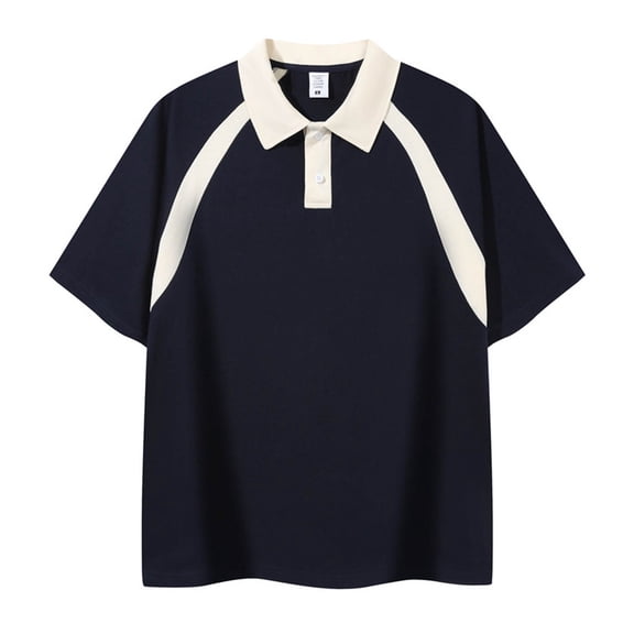 S-5X Plus Size Cotton Golf Shirts for Men Big & Tall Short Sleeve Tshirts Shirt Mens Casual Color Block Pullover Button Collared Workout Tees Tops