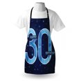 thumbnail image 3 of 30th Birthday Apron Modern Design with Polygonal Effect Emblem Starry Night Sky Image, Unisex Kitchen Bib Apron with Adjustable Neck for Cooking Baking Gardening, Dark Blue Turquoise, by Ambesonne, 3 of 3