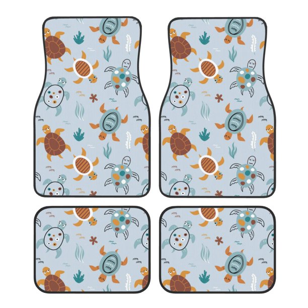 Fotbe Sea Turtle Juego de 4 Tapetes para Auto con Estampado – Alfombrillas de Goma Reforzada, Diseño Antideslizante, Protección para Todo el Año – Vehículos, Autos, Camionetas y SUVs