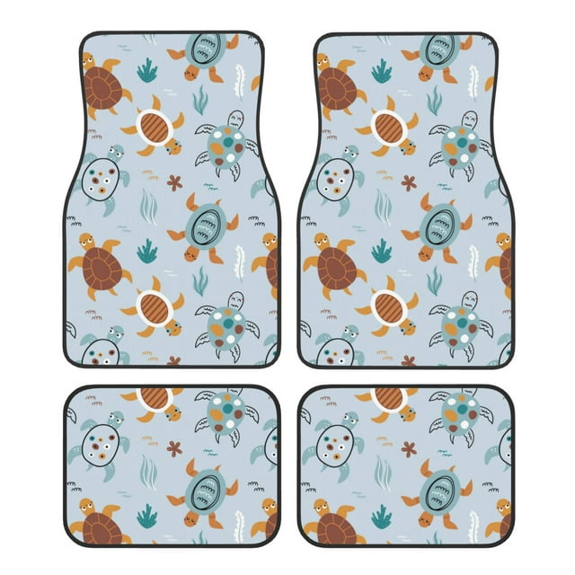 Disketp Sea Turtle for Crystal Velvet Car Mats Four-Piece Set,All-Season Automotive Protection, Vehicles, Cars, Trucks, and SUVs,Anti-Slip Design