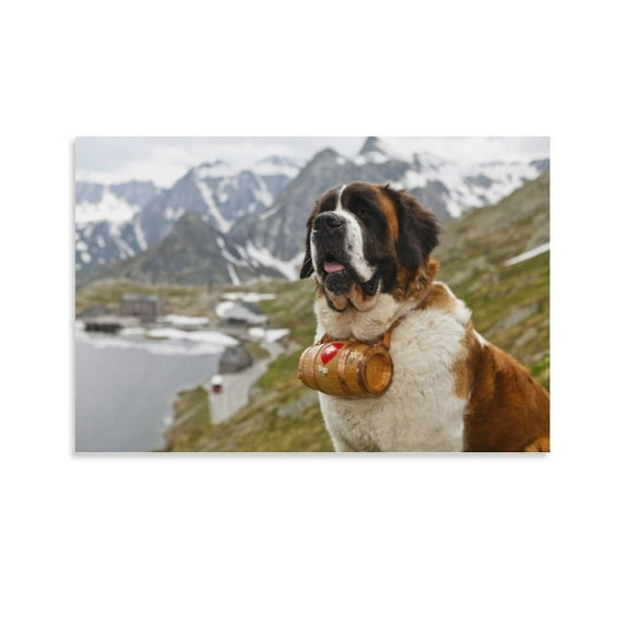 Saint Bernard - The Guardian of The Snow Canvas Art Poster And Wall Art Picture Print Modern Family Bedroom Decor Posters,Unframe-style,12x18inch(30x45cm)