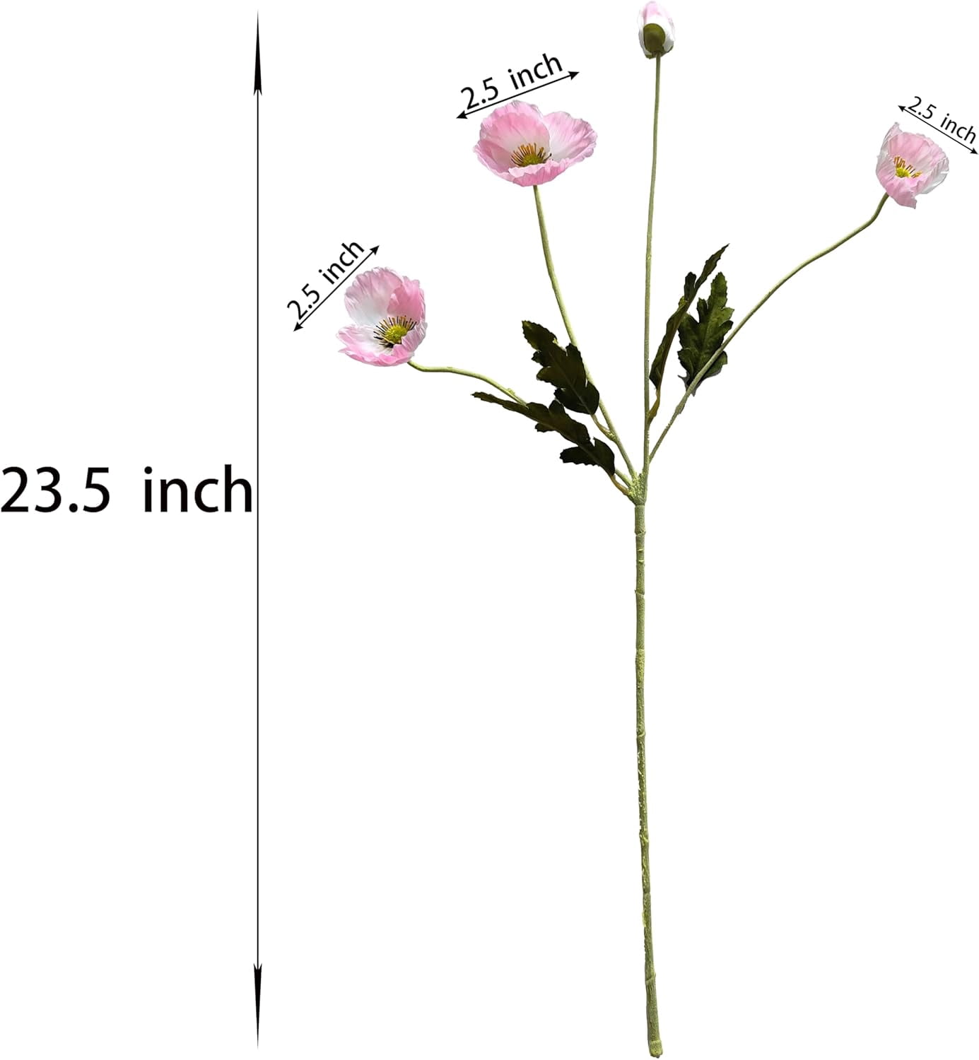 Pink Poppy Flowers Artificial for Wedding Decorations,12 Pcs Fake Faux Silk Poppies Bulk for Home Decor Table Centerpieces Floral Arrangement(23.5‘’, Pink)