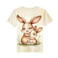 thumbnail image 4 of Easter Outfits for Girls Easter Bunny Egg Print Short Sleeved Printed Round Neck Casual T-shirt 3-15Y Beige 7 Years, 4 of 5