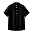 thumbnail image 4 of ManxiVoo Casual Stand Collar Short Sleeve Tunic with Pocket Lightweight and Breezy Pullover for Everyday Relaxed Wear M Size Black, 4 of 4
