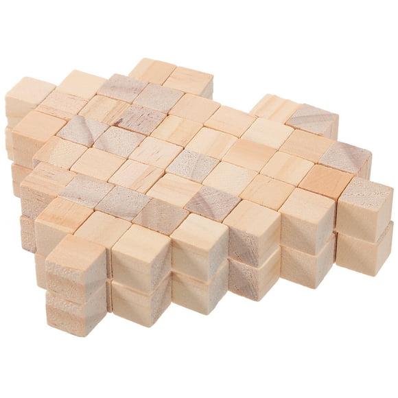 100pcs Wooden Building Blocks Square Cube Blocks Teaching Aids Stacking Games Toys
