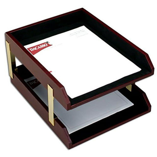 Dacasso Two-Tone Leather Double Letter Trays (A7020)