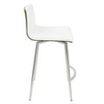 thumbnail image 4 of Mason Contemporary Swivel Counter Stool In Stainless Steel, Walnut Wood, And White Faux Leather - Set Of 2, 4 of 7