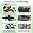 thumbnail image 3 of Rhino Valley Walker Bag, Multi Pockets Folding Walker Basket Tote Bag with Cup Holder, Hand-Free Carry Pouch Storage Bag for Universal Walkers, Large Capacity Organizer for Seniors Elderly, Flower, 3 of 8
