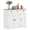 White, variant on Wooden Sideboards HOMCOM Sideboard with Solid Wood Countertop, Modern Kitchen Storage Cabinet, Coffee Bar Cabinet with 2 Drawers, Doors and Adjustable Shelf, Distressed White,Dining Room Sideboards