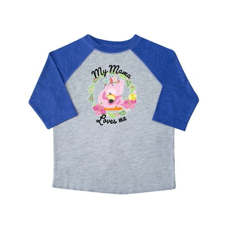 

Inktastic Baby Flamingo My Mama Loves Me in Flower Wreath Gift Toddler Boy or Toddler Girl T-Shirt