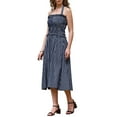 thumbnail image 4 of INSPIRE CHIC Midi Dress for Women Halter Neck 2026 Summer Smocked Striped Dresses XL Dark Blue, 4 of 6
