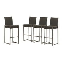 GDF Studio Conrad Outdoor Wicker 30 Inch Barstool, Set of 4, Dark Brown