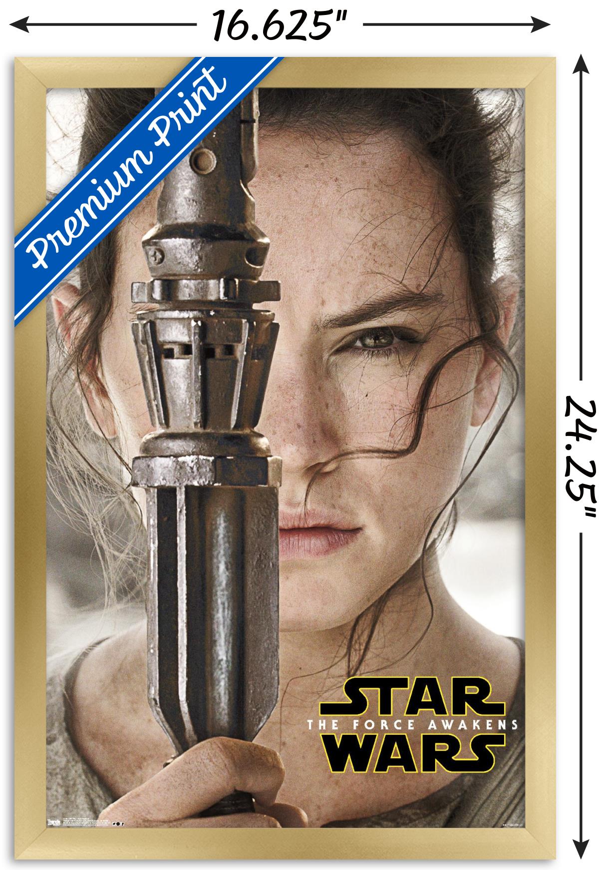 Star Wars: The Force Awakens - Rey Portrait Wall Poster, 14.725" x 22.375", Framed