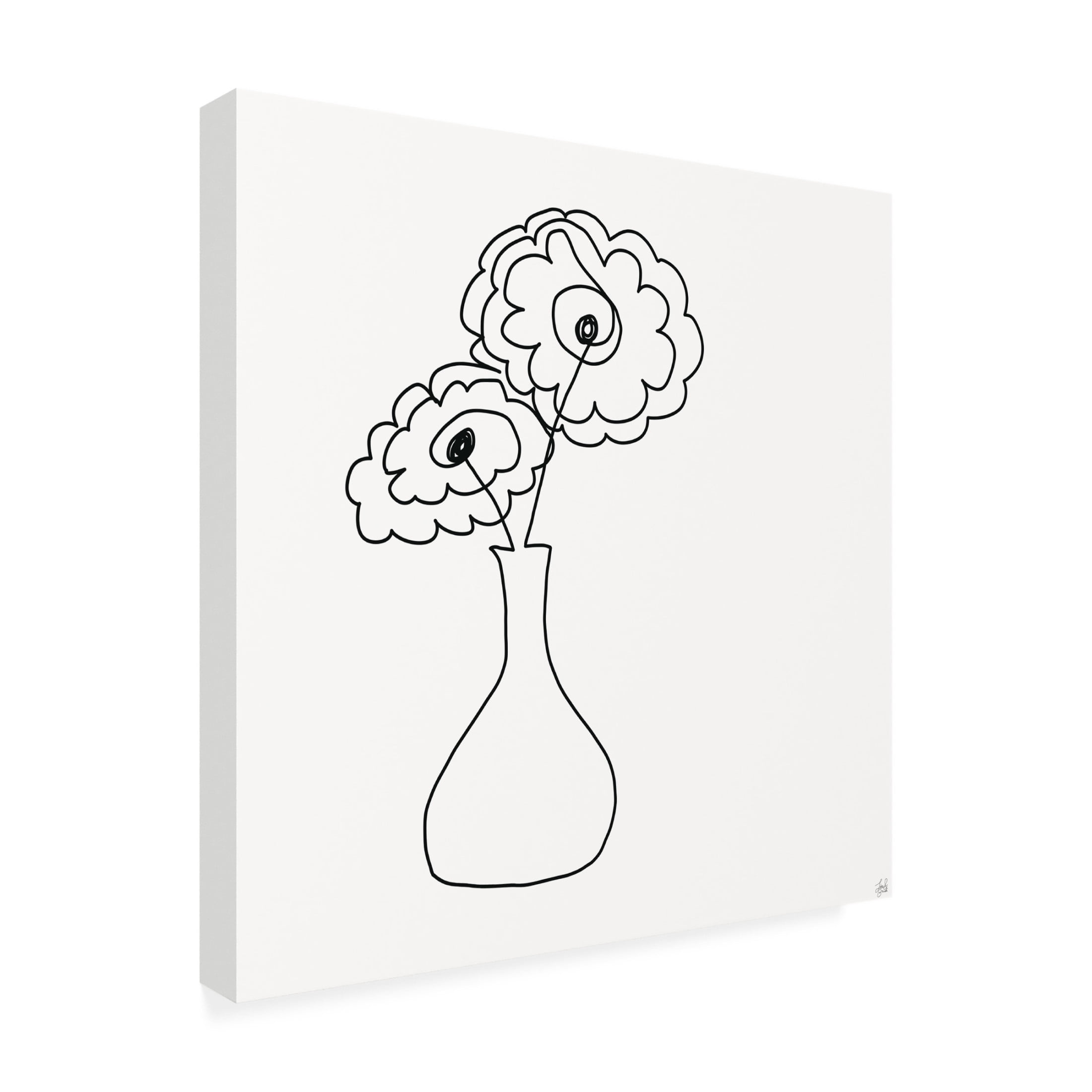 Canvas Wall Art - Line and Brush 'Floral Bouquet 1' Wall Art for Living Room, Bedroom, or Office Décor by Trademark Fine Art - 14 x 14 Inches
