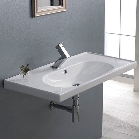 Nameeks CeraStyle 043300-U-One Hole Arya 31-1/2" Rectangular Ceramic Wall Mount / Drop In