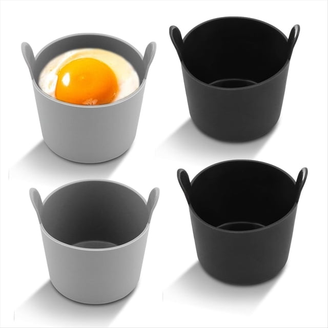 4 Moldes para Freidora de Aire, Moldes para Huevos de Freidora de Aire con Doble Manejar, Moldes para Huevos de Freidora de Aire Reutilizables para Freidora de Aire