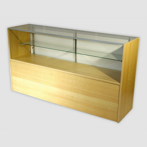 RETAIL GLASS DISPLAY CASE HALF VISION MAPLE 6' SHOWCASE W/LED LIGHT