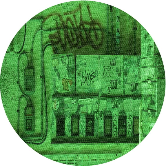 Ahgly Company Machine Washable Indoor Square Transitional Green Area Rugs, 3' Square