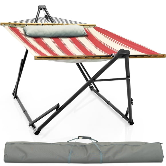 Tranquillo Unity Adjustable Hammock Stand, 800 lbs Capacity Steel Double Hammock Stand for 2 Persons, Premium Pre-Assembled Stand for Indoor Outdoor, Maple Leaf