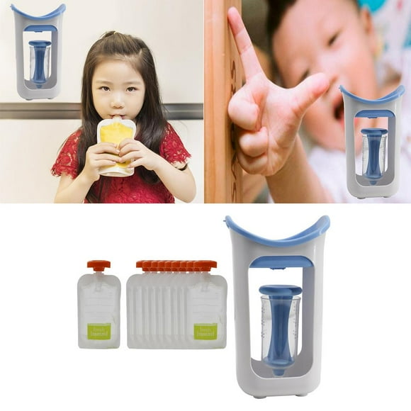 exprimidora de alimentos para bebés recién nacidos caseros con bolsas de almacenamiento, para almacenamiento en congelador o al - Azul perfecl exprimidor de frutas
