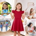 thumbnail image 4 of AmzBarley Kids Solid‑Color Twirl Dress, Cute Flutter Ruffle‑Shoulder A‑Line Casual Party Dress for Girls 9-10T, 4 of 7