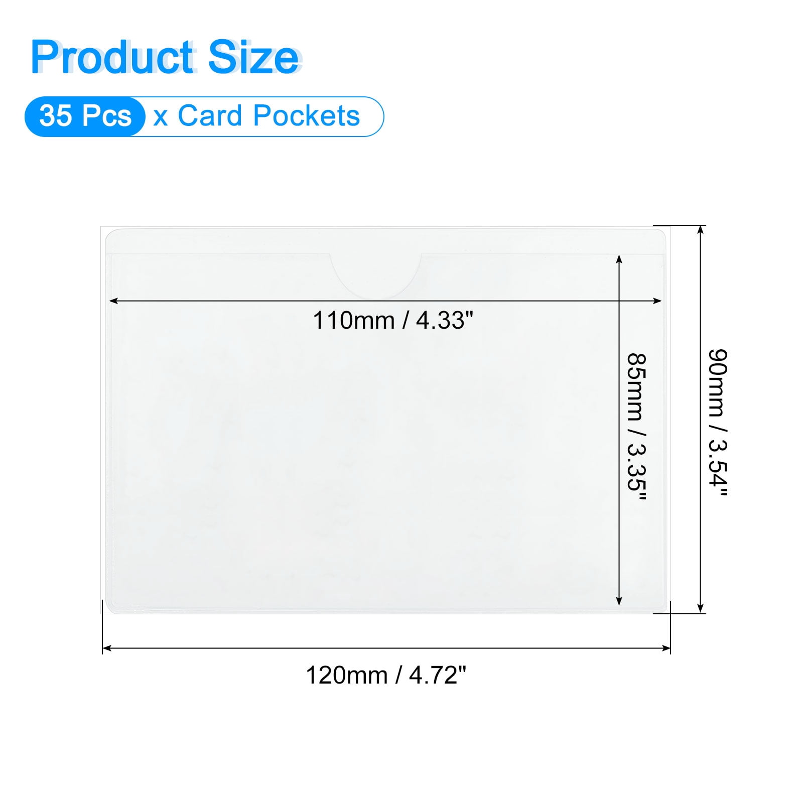 Uxcell 45 Pcs Self Adhesive Index Card Pockets with Top Open, 4.3" x 7.1" Clear Plastic Labels Holders Card Holder for Libraries Organizing and Protecting Index Cards, Transparent
