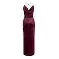 thumbnail image 4 of IROINNID Wedding Guest Dresses for Women Evening Night Party Dress Solid s Comfy Sleeveless -Neck Out Slim Mini Dress Trendy Formal Dress,Burgundy, 4 of 6