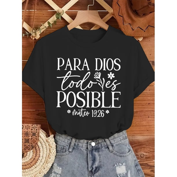 A Women'S Casual Round-Neck T-Shirt Made of 100% Cotton Knit Fabric, Featuring a Faith Letter Design, This Short-Sleeve Top Is Suitable for All Seasons.