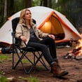 thumbnail image 3 of Oversized Camping Chair for Adults, Portable Folding Camp Chairs w/ Ice Bag & Cup Holder, Outdoor Lightweight Lawn Chair for Camping, Fishing, Picnic and Tailgates, Supports 400 Lbs - Black 2 Pack, 3 of 7