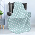 thumbnail image 4 of White Soft Flannel Fleece Blanket, Graphic Design Detailed Drawings Curvy Rounded Circular Flowers Leaves Wildlife, Cozy Plush for Indoor and Outdoor Use, 50" x 60", Pale Blue White, by Ambesonne, 4 of 5