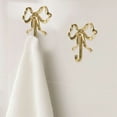 thumbnail image 5 of Scheam 2 Pcs Gold Bow Hooks,Metal Decorative Knot Wall Hooks 3.5 × 3.5 inch Multi-Purpose Coat Hanger Vintage Towel Hooks Purse Holder for Home Office Bathroom Kitchen Decor (L), 5 of 8