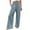 CCE99-Sky Blue, variant on Lumtrix Women Summer High Smocked Waist Cotton Linen Palazzo Pants Wide Leg Long Lounge Pant Trouser With Pocket Light Brown 2XL