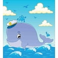 thumbnail image 3 of Whale Duvet Cover Set Queen Size, Cartoon Funny Captain Animal with Hat Ocean Life Illustration, Decorative 3 Piece Bedding Set with 2 Pillow Shams, Pale Blue Cream and Lavender Blue, by Ambesonne, 3 of 3