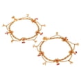 thumbnail image 5 of Efulgenz Indian Anklets for Women with Layered Chain Antique Gold Tone Boho Gothic Vintage Rhinestone Ankle Bracelet Pair Anklet Set with Faux Pearl Charms Payal Beach Barefoot Feet Jewelry for Women, 5 of 6