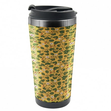 

Floral Travel Mug Flourishing Daisy Field Steel Thermal Cup 16 oz by Ambesonne