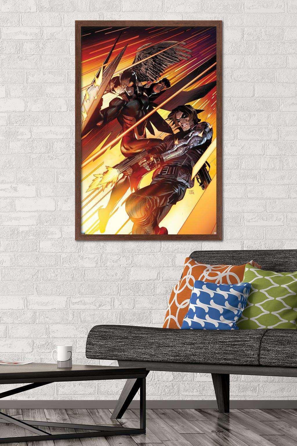 Marvel Comics Falcon and Winter Soldier - Team-Up Wall Poster, 22.375" x 34", Framed