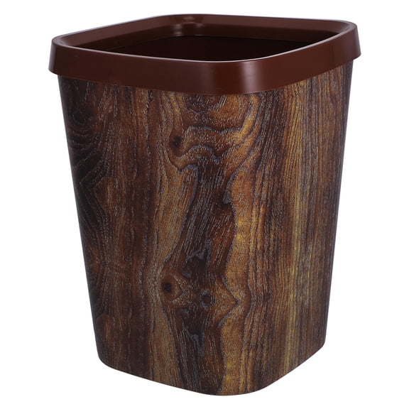 unbranded Imitation Wood Grain Trash Can Bathroom Wastebasket Home Office Wastebasket