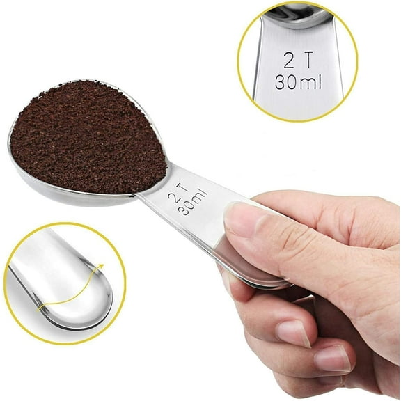 TEXIJUSO Coffee Scoop, Stainless Steel Measuring Spoons, 2 Table Spoon for ground coffee (30ml）