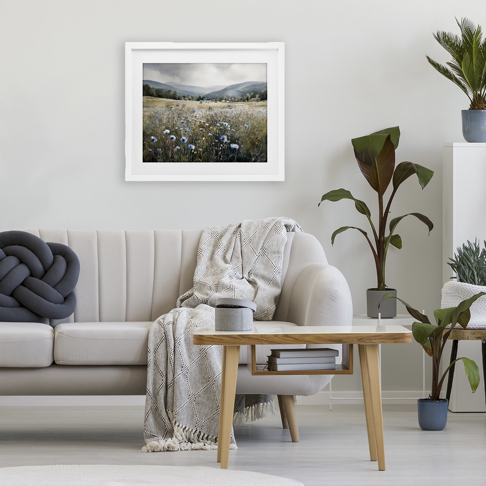 Stupell Industries Sapphire Speckled Fields White Framed Print Under Glass, design by Franklyn Gregory