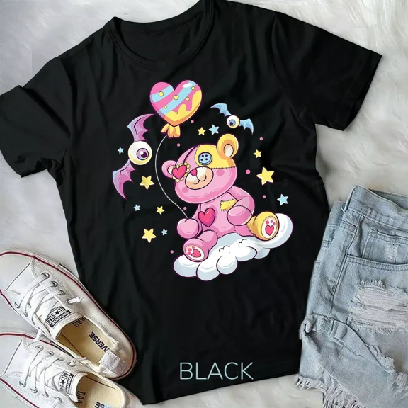 Gildan Pastel Goth Teddy Bear Japanese Anime Kawaii Menhera Nu Goth Unisex Form T-Shirt