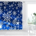 thumbnail image 4 of Snowflakes Shower Curtain Dark Blue Christmas Bathroom Curtain with Silver Shinning Light Winter Holiday Home Decor Waterproof Fabric Hooks Included 72X72 Inches, 4 of 6
