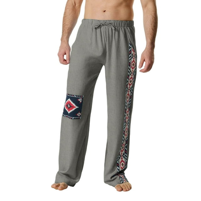 Cargo Pants Men's Printed Elastic Waistband Drawstring Casual Pants Loose Men's Pants Straight Leg Men's Pants Sweatpants Work Pants for Men Dark Gray L