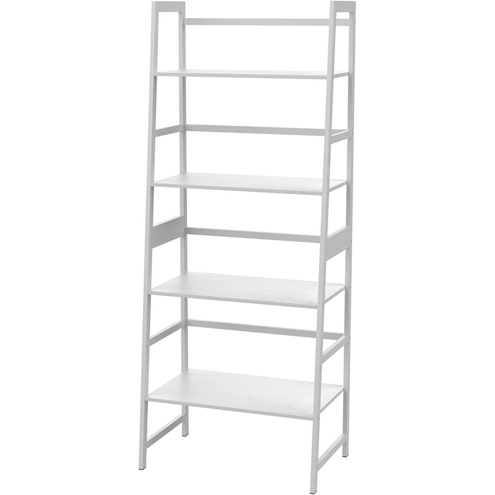 GZXS White Bookshelf, 4Tier Bamboo Bookcase Ladder Bookshelf Organizer, Storage Rack, Bookcases