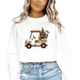 thumbnail image 4 of Ink-Printed Image NOT a Yarn Patch - Christmas Golf Cart Sweatshirt for Women Festive Sweater White Sweatshirt Adult Small, 4 of 5